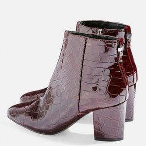 burgundy crocodile boots